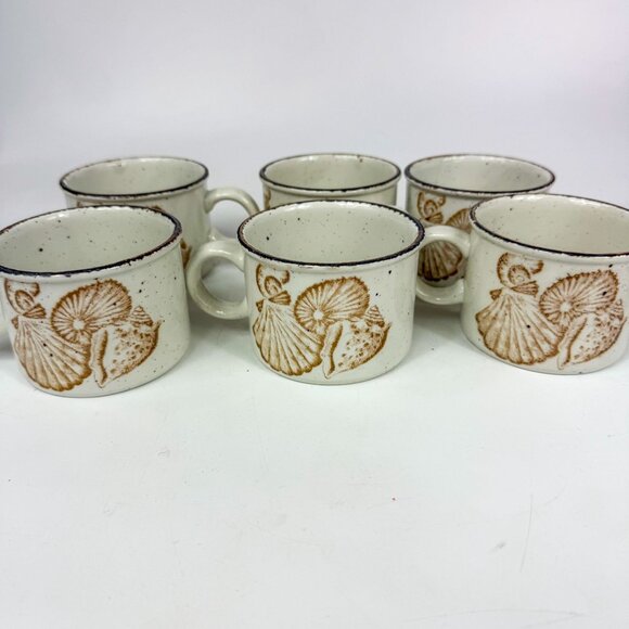 Midwinter Stonehenge Seascape Coffee Mugs Tea Cups Set Of 6 Speckled  England - Picture 5 of 8